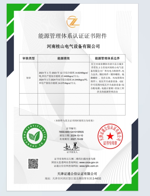 能源管理体系认证证书